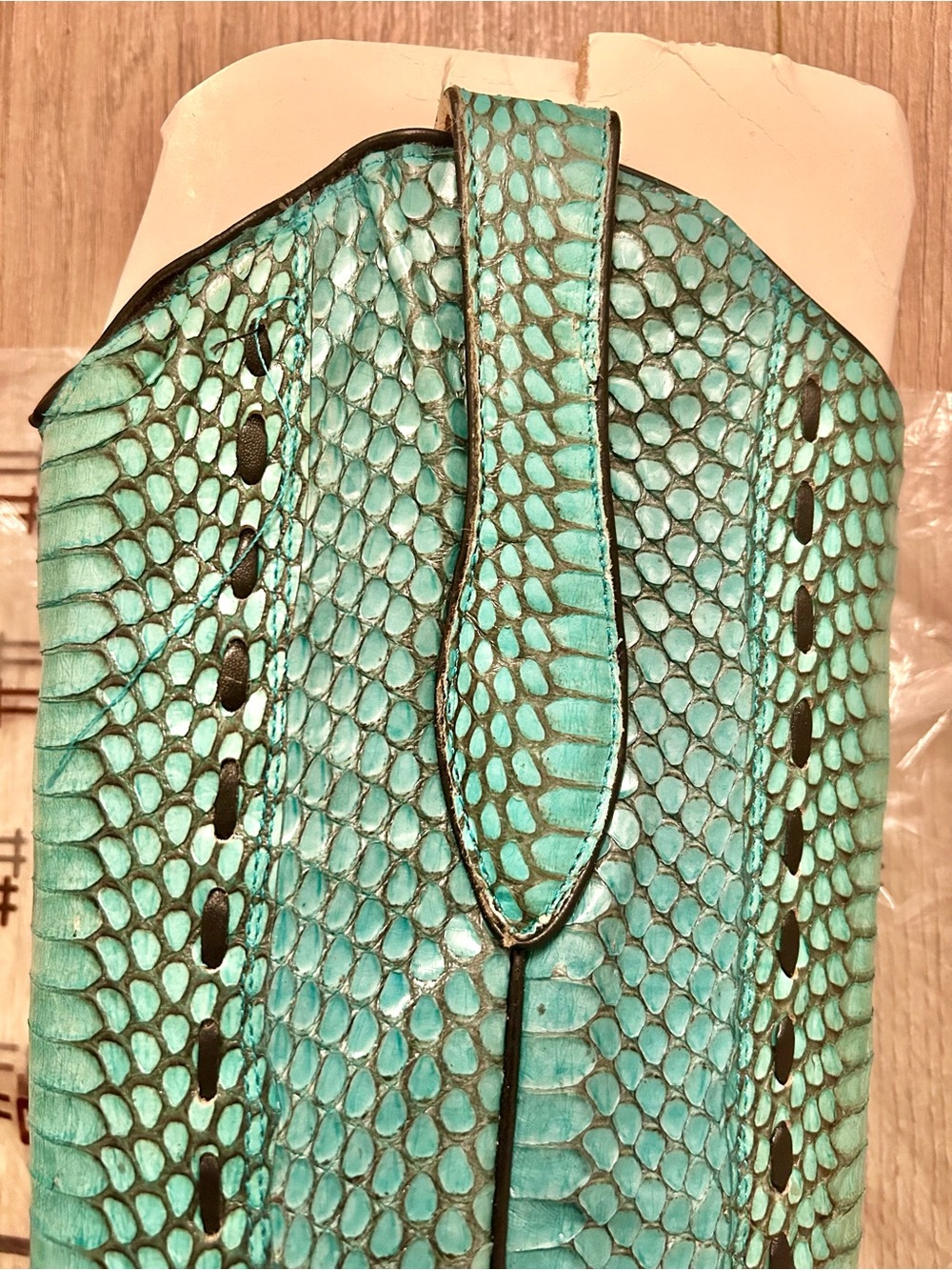 Corral Turquoise Snakeskin Western Knee Boots - Picture 8 of 13